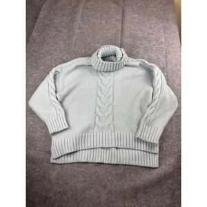 Pilcro Anthropologie‎ Women's S Blue Slouchy Cable-knit Turtleneck Sweater SEE